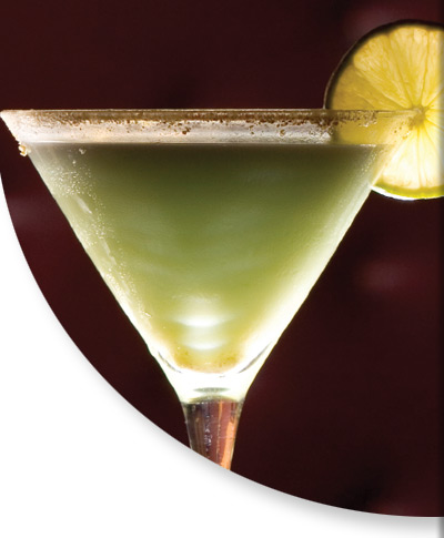 green martini with lime slice